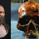 Left: Facial reconstruction of a Mesolithic man from Sweden. Right: His skull, from which the reconstruction was based.